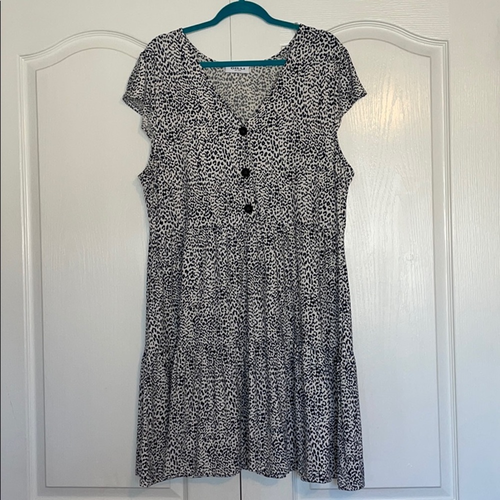 NWOT navy cheetah mid length dress